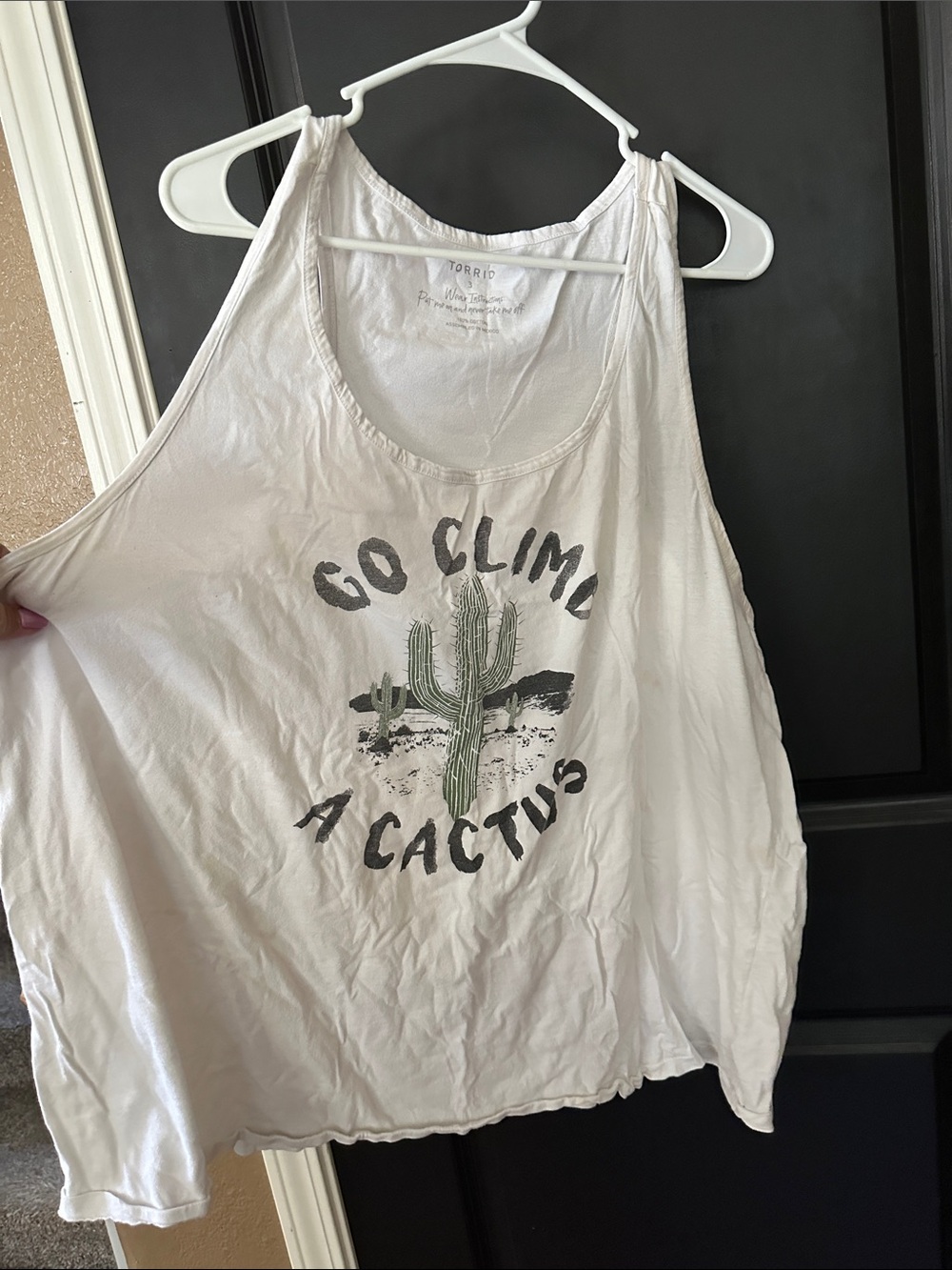 torrid White Tank Top with Green Cactus Graphic